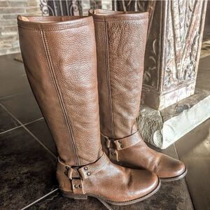 FRYE Phillip Harness Whiskey🤎 Brown Tall Leather Riding Boots Womens Size7